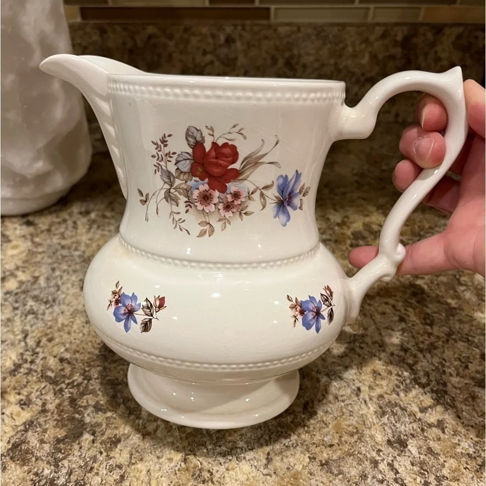 Vintage Lord Nelson Pottery Pitcher Floral Made in England 7”